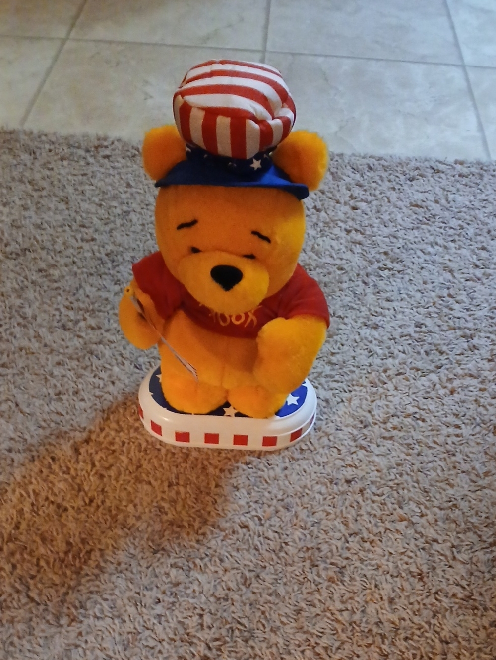 Winnie the Pooh Patriotic Plush Toy - Yellow with Red & Blue Accents
